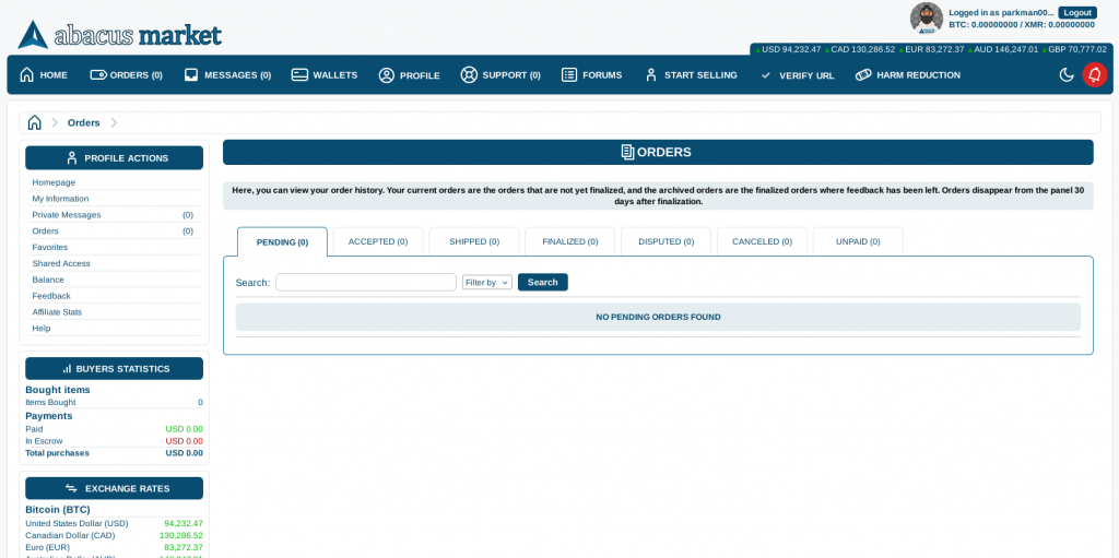 abacus market orders