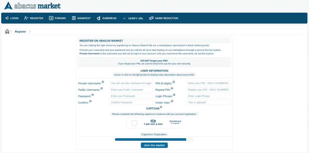 abacus market register