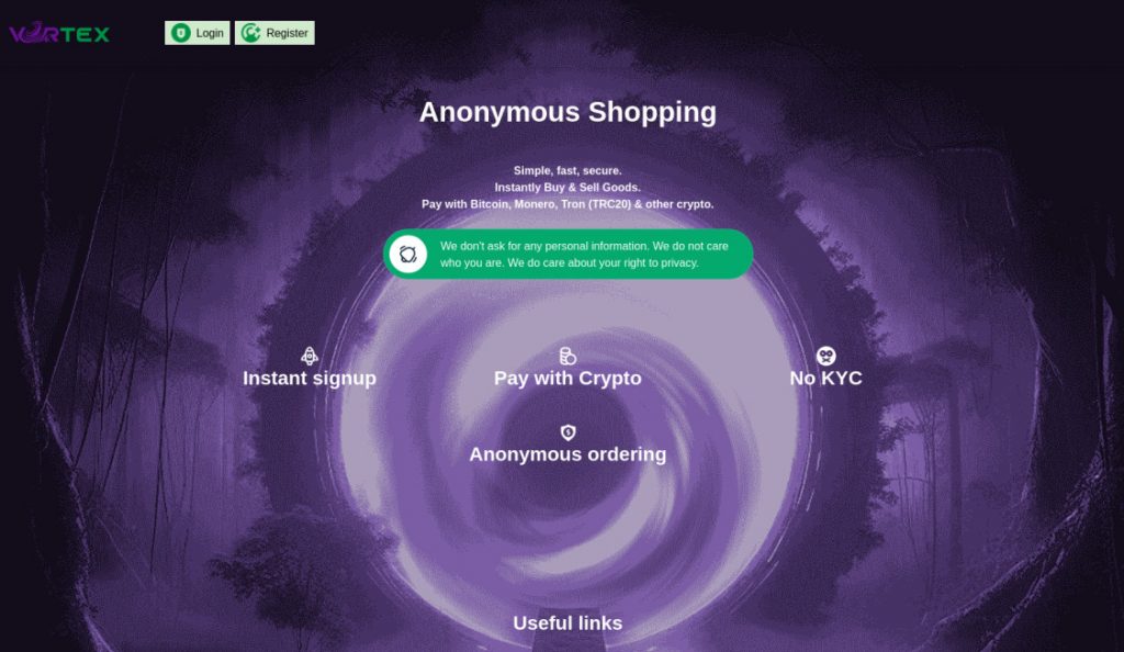 vortex market homepage