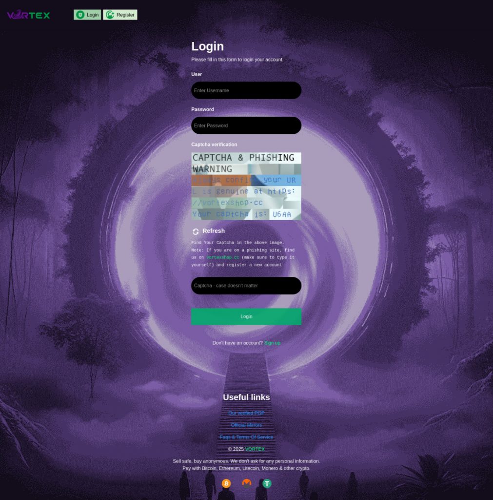 vortex market login
