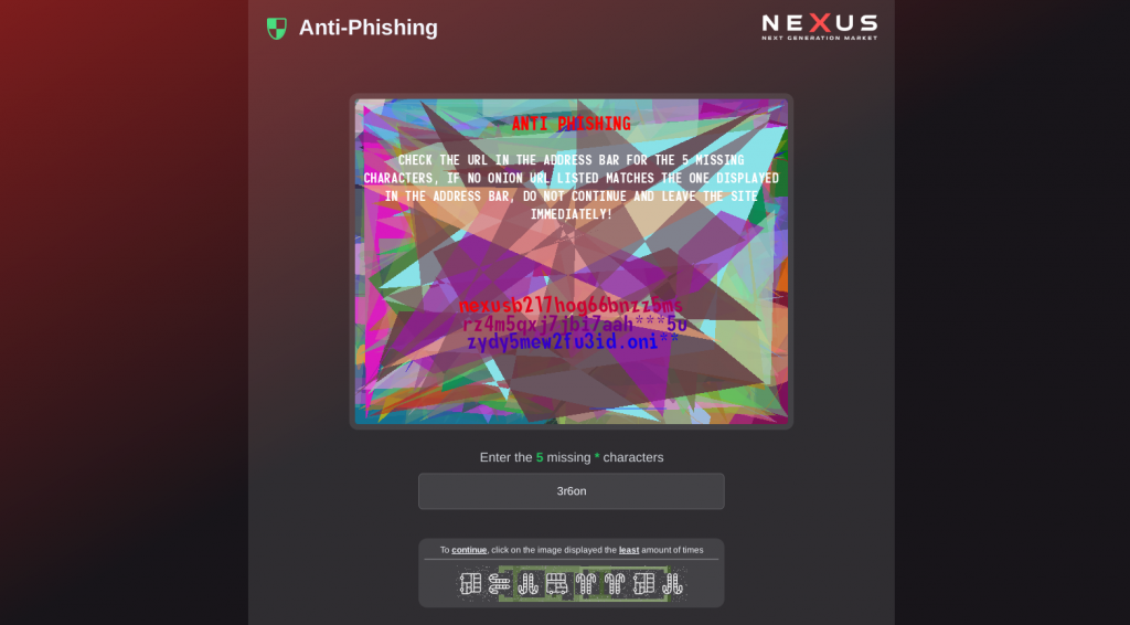 nexus market anti - phishing