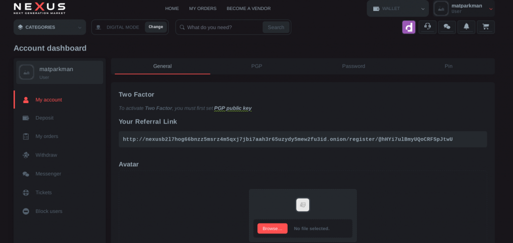 nexus market account