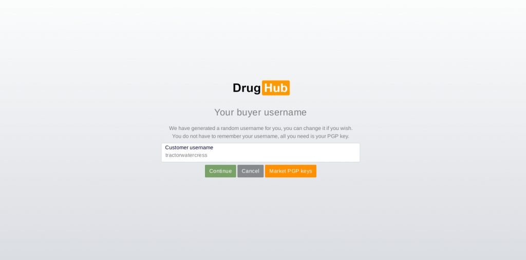 drughub market choose username