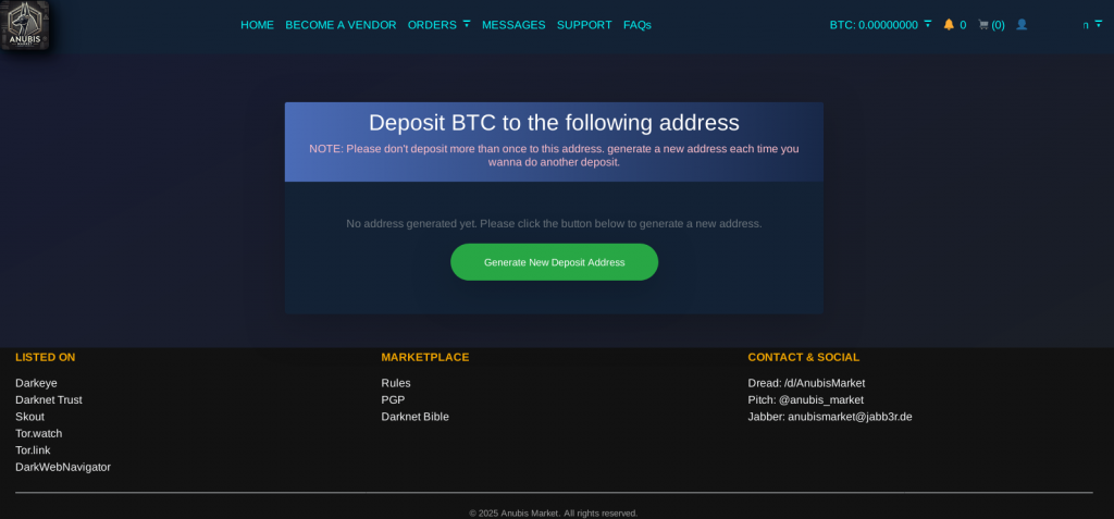 anubis market deposit