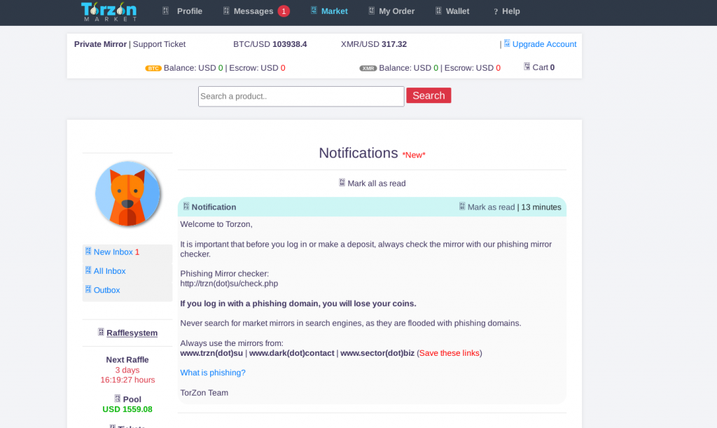 torzon market message