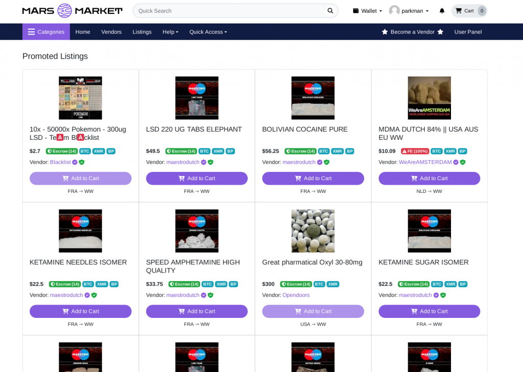 mars market homepage