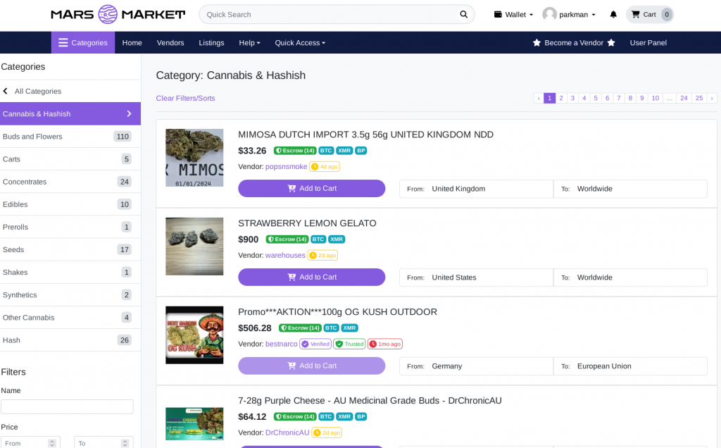 mars market listing