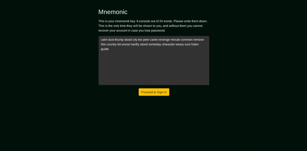 stealth market mnemonic phrase