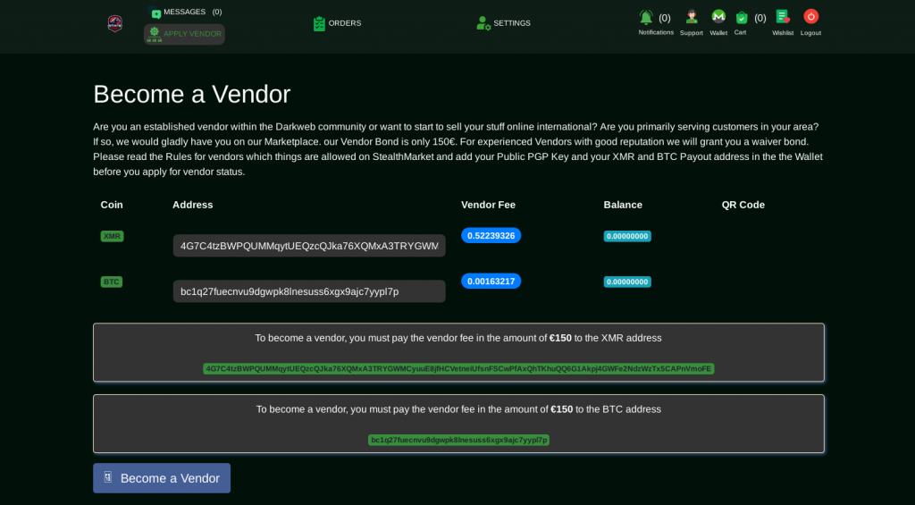 stealth market become a vendor