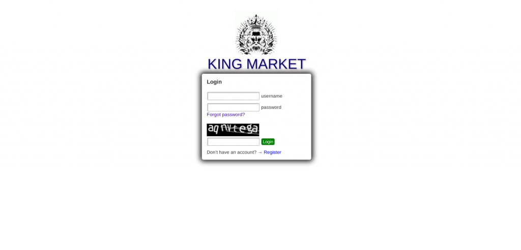 king market login page